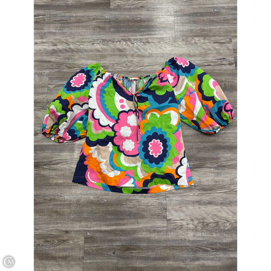 Top Short Sleeve By Trina Turk In Green & Pink, Size: Xs