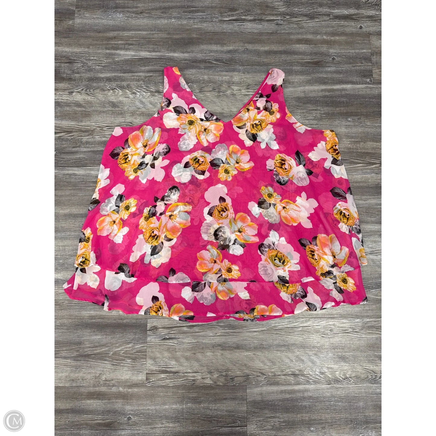 Top Sleeveless By Lane Bryant In Pink & Yellow, Size: 3x