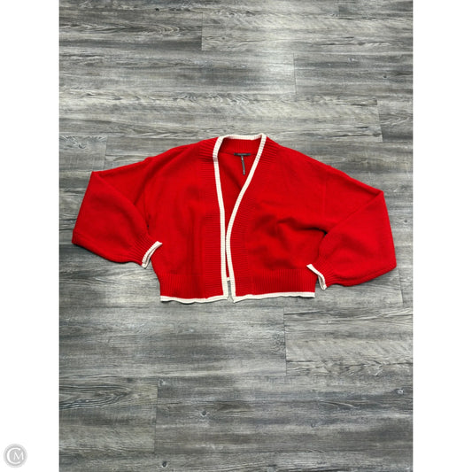 Sweater Cardigan By Anthropologie In Red & White, Size: Osfm