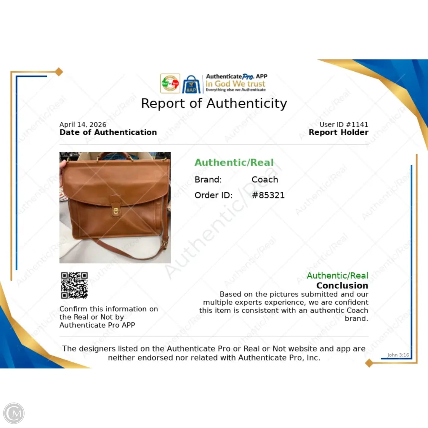 Crossbody Designer By Coach, Size: Large