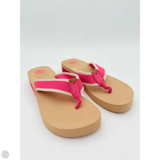 Sandals Designer By Tory Burch In Pink & Tan, Size: 10