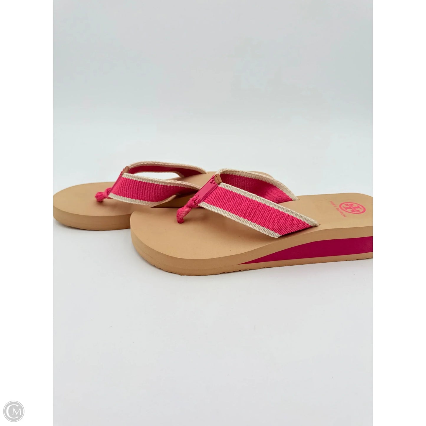 Sandals Designer By Tory Burch In Pink & Tan, Size: 10