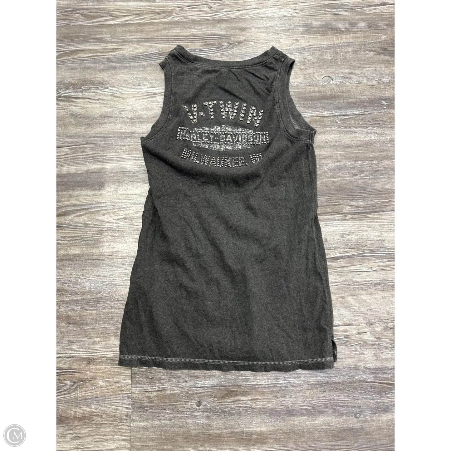 Top Sleeveless By Harley Davidson In Black & Grey, Size: S