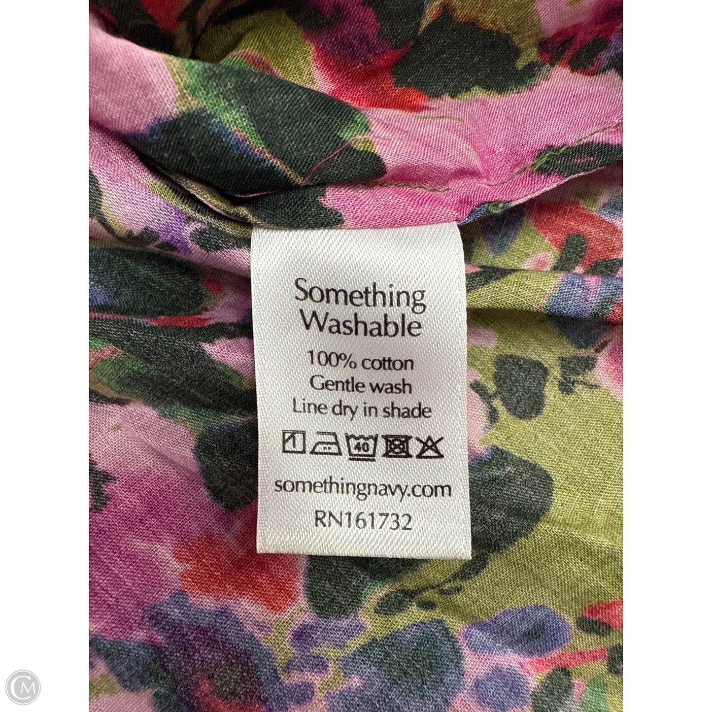 Top Short Sleeve By Something Navy In Floral Print, Size: S