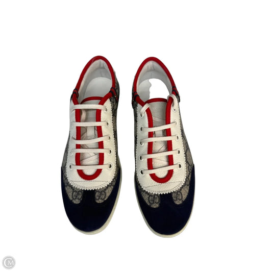 Shoes Luxury Designer By Gucci In Blue & Red, Size: 8