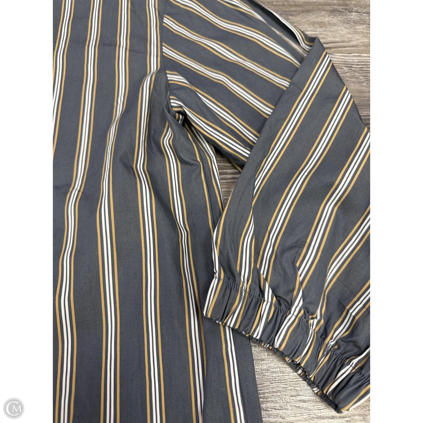 Top Long Sleeve Designer By Lafayette 148 In Grey & Tan, Size: L