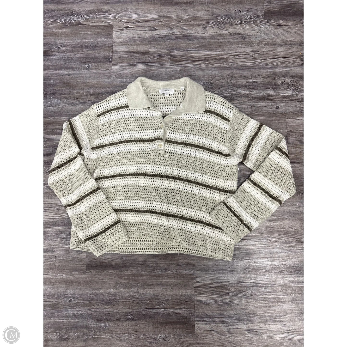 Sweater By Vince In Green & Tan, Size: L