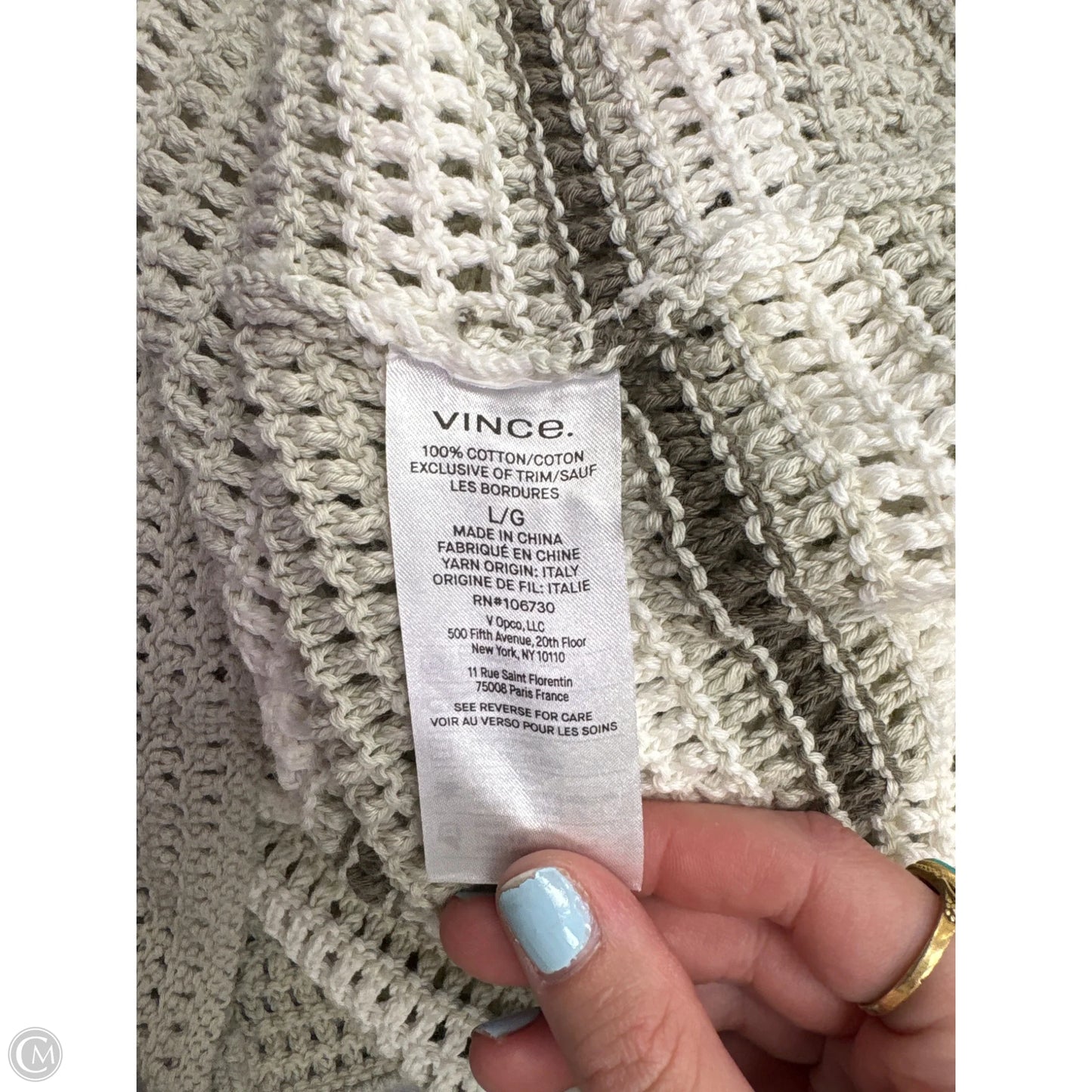 Sweater By Vince In Green & Tan, Size: L