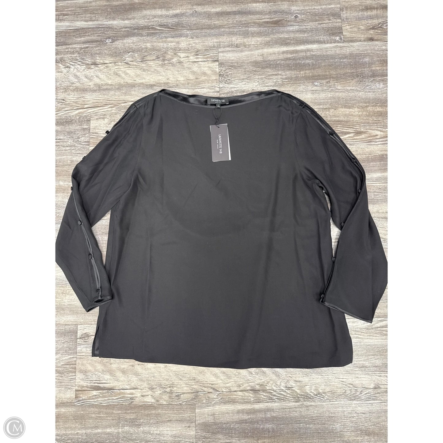 Top Long Sleeve Designer By Lafayette 148 In Black, Size: L