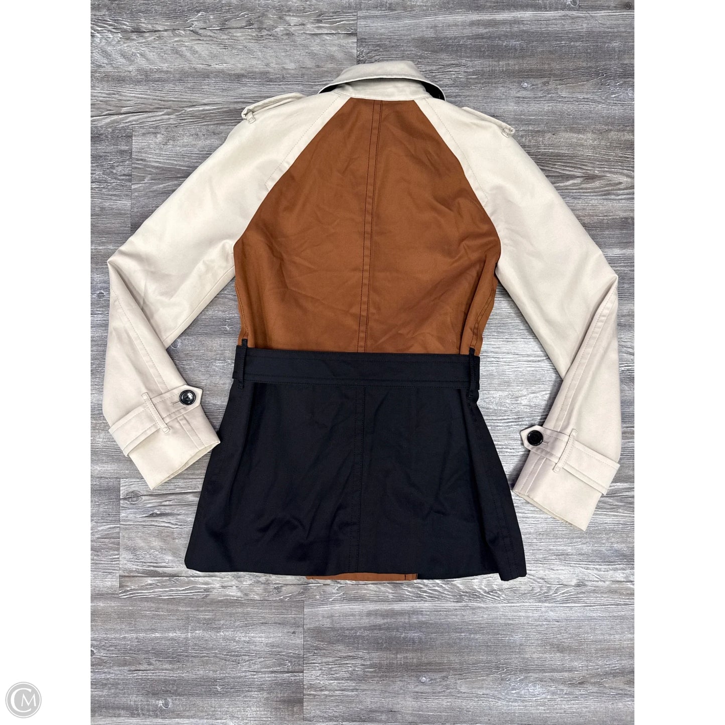 Jacket Designer By Coach In Brown & Cream, Size: Xs
