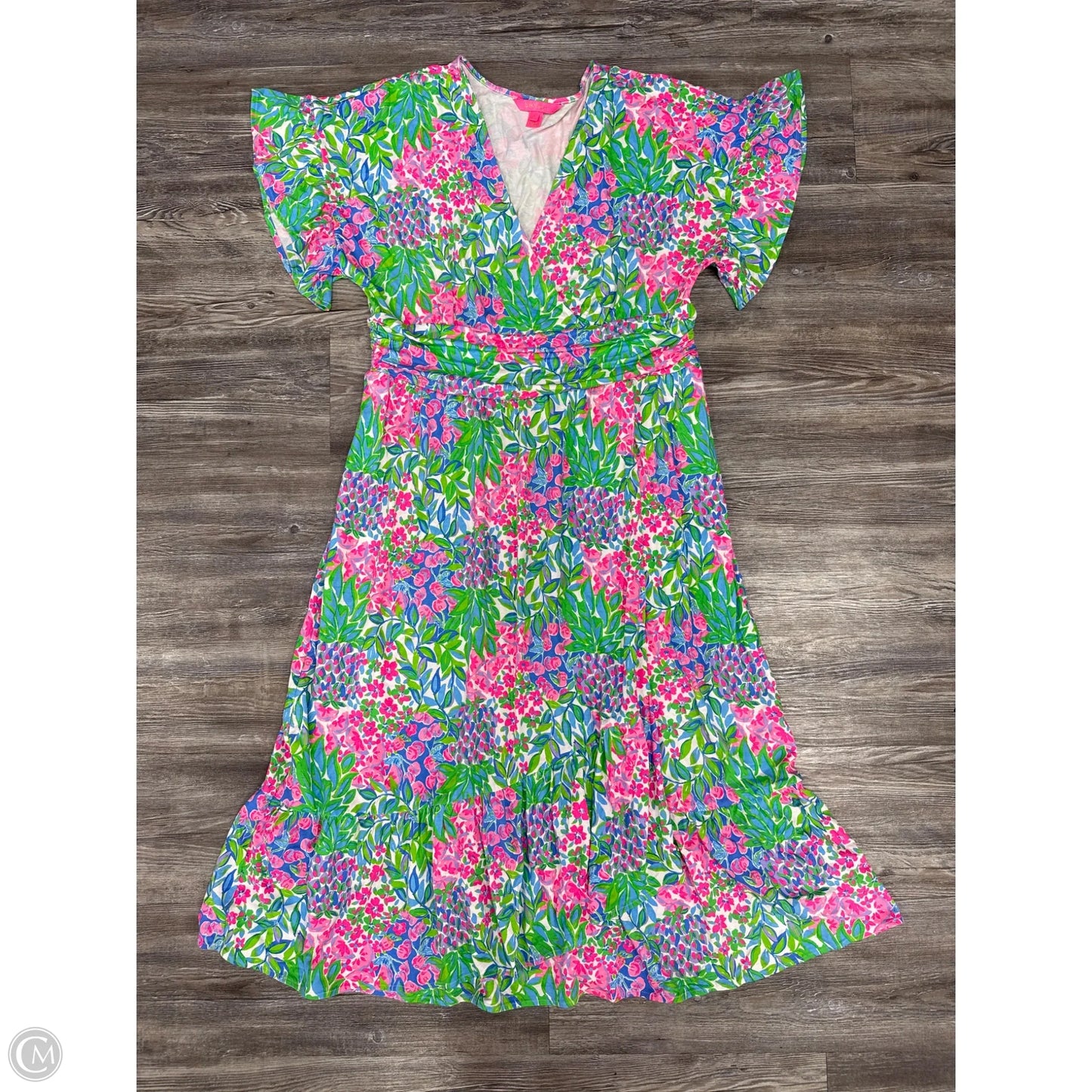 Dress Designer By Lilly Pulitzer In Green & Pink, Size: Xl