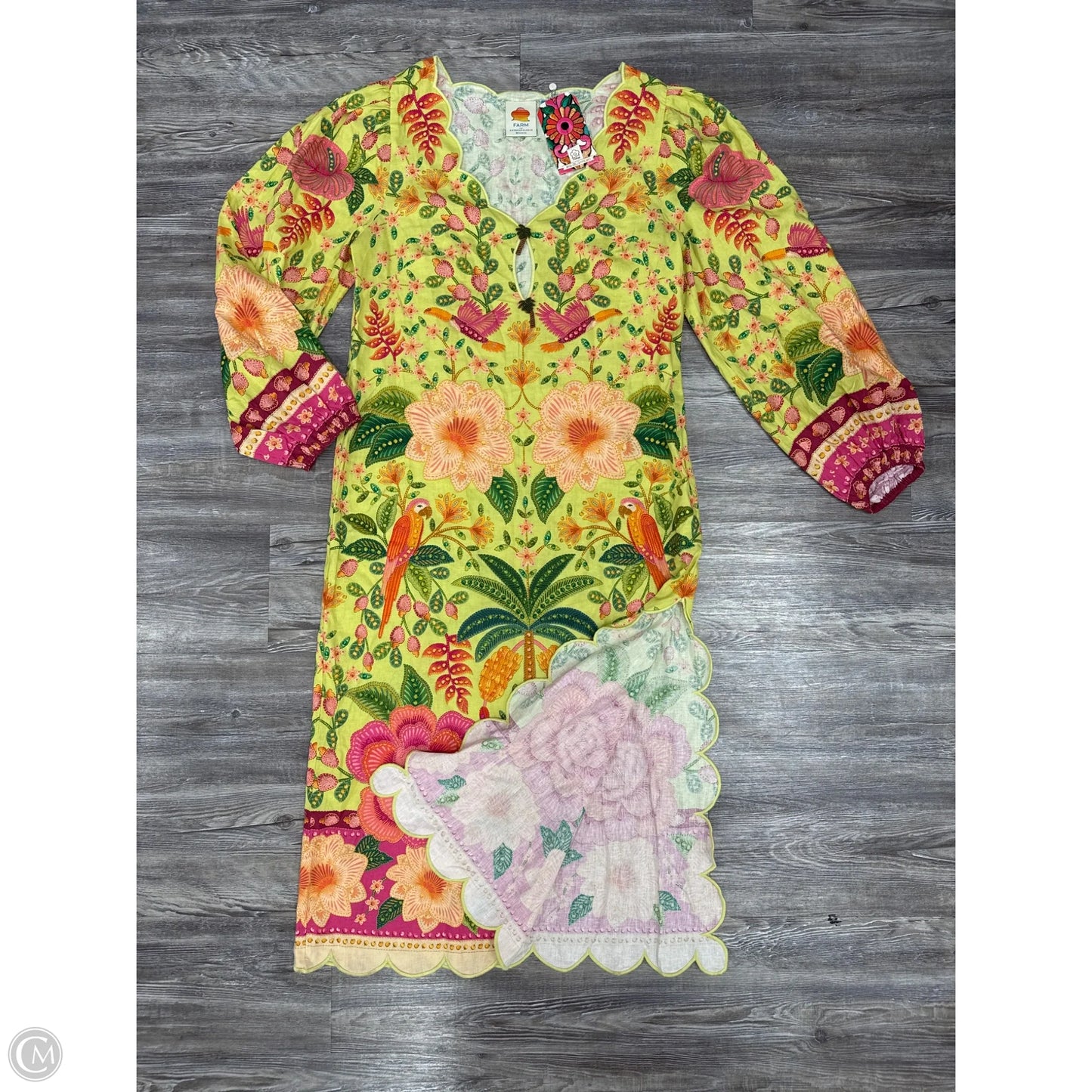 Dress Casual Midi By Farm Rio In Green & Pink, Size: M