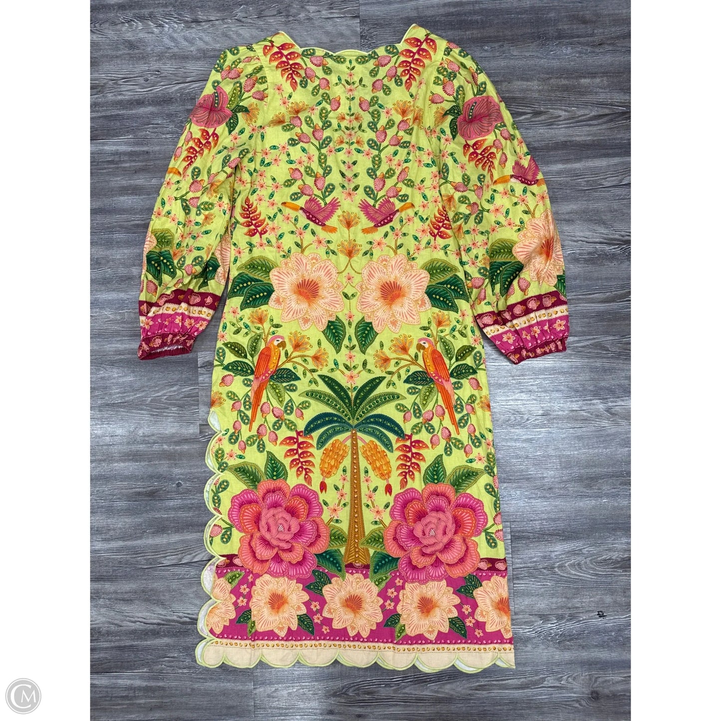 Dress Casual Midi By Farm Rio In Green & Pink, Size: M