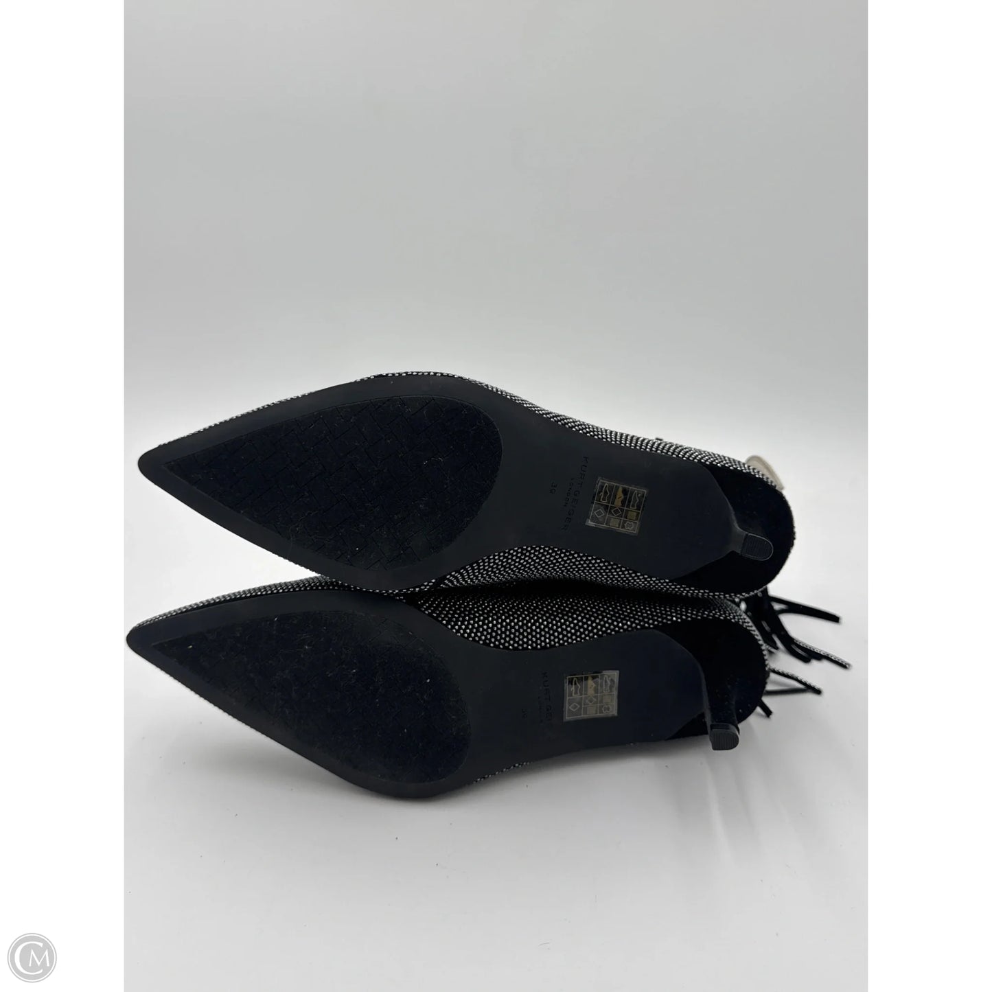 Boots Designer By Kurt Geiger In Black & Gold, Size: 8.5