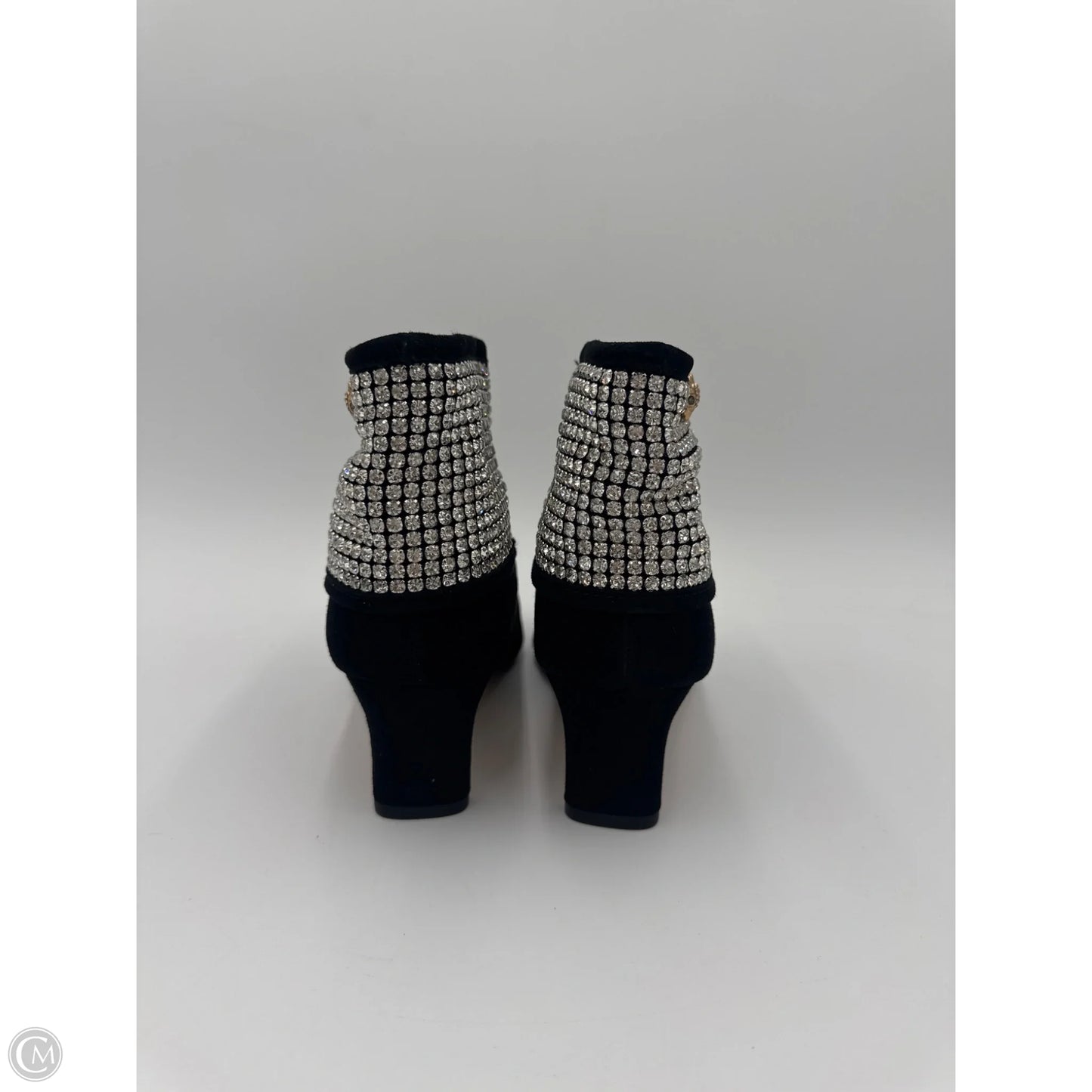 Boots Designer By Kurt Geiger In Black & Silver, Size: 8