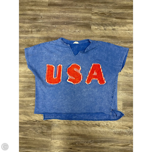 Top Short Sleeve By Anniewear In Blue Red & White, Size: L