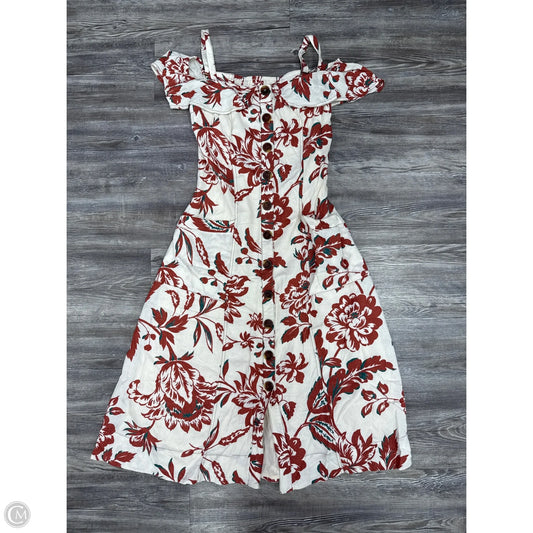 Dress Casual Midi By Anthropologie In Red & Tan, Size: 2