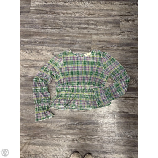 Top Long Sleeve By Porridge In Plaid Pattern, Size: Xl