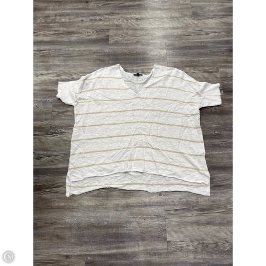 Top Short Sleeve By Eileen Fisher In Tan & White, Size: L