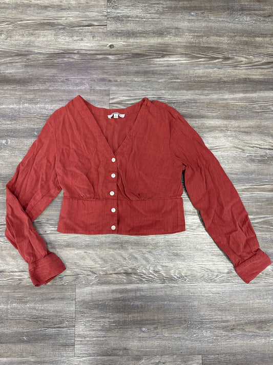 Top Long Sleeve By Madewell In Red, Size: Xs