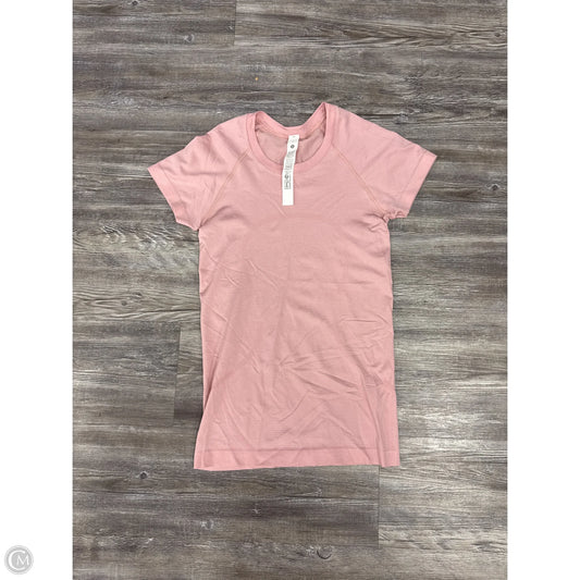 Athletic Top Short Sleeve By Lululemon In Pink, Size: 4