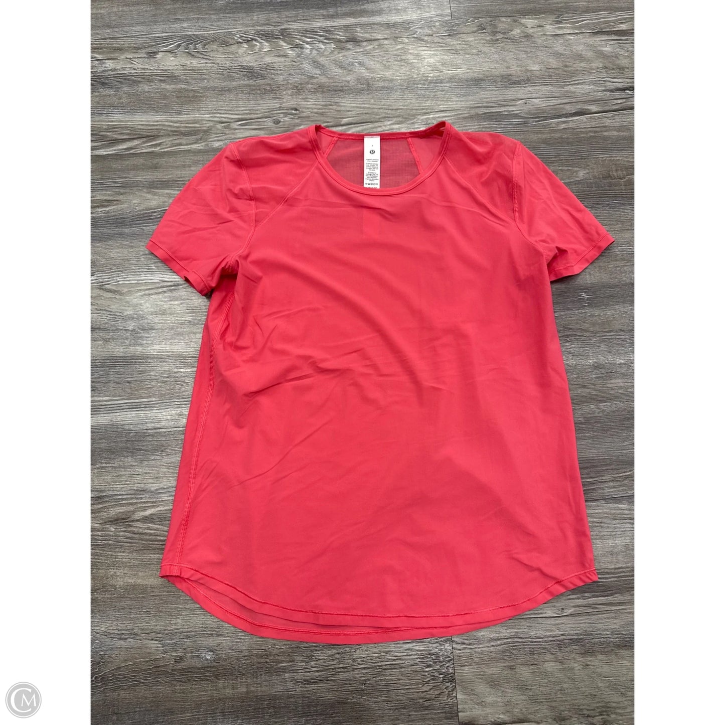 Athletic Top Short Sleeve By Lululemon In Coral, Size: 4