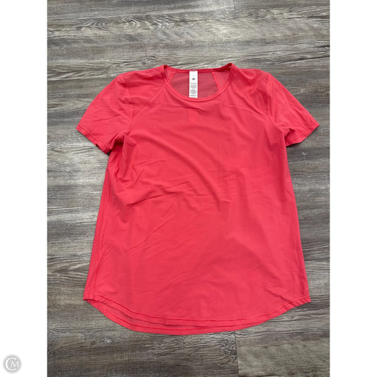 Athletic Top Short Sleeve By Lululemon In Coral, Size: 4