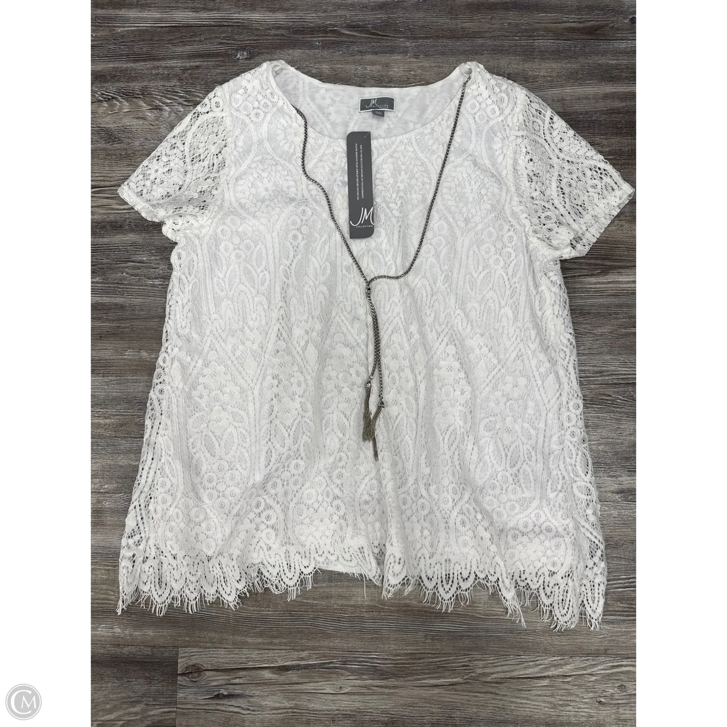 Top Short Sleeve By Jm Collections In White, Size: Xlp