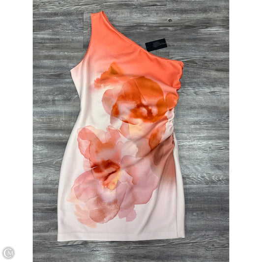 Dress Party Short By Donna Karan In Orange & Pink, Size: 12p
