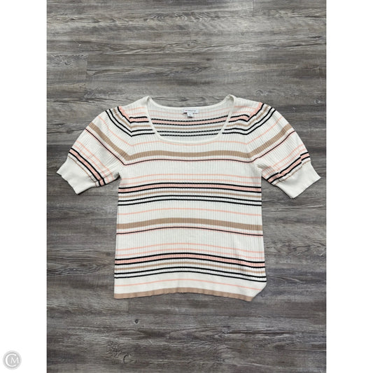 Top Short Sleeve By Liz Claiborne In Pink & White, Size: Xxl