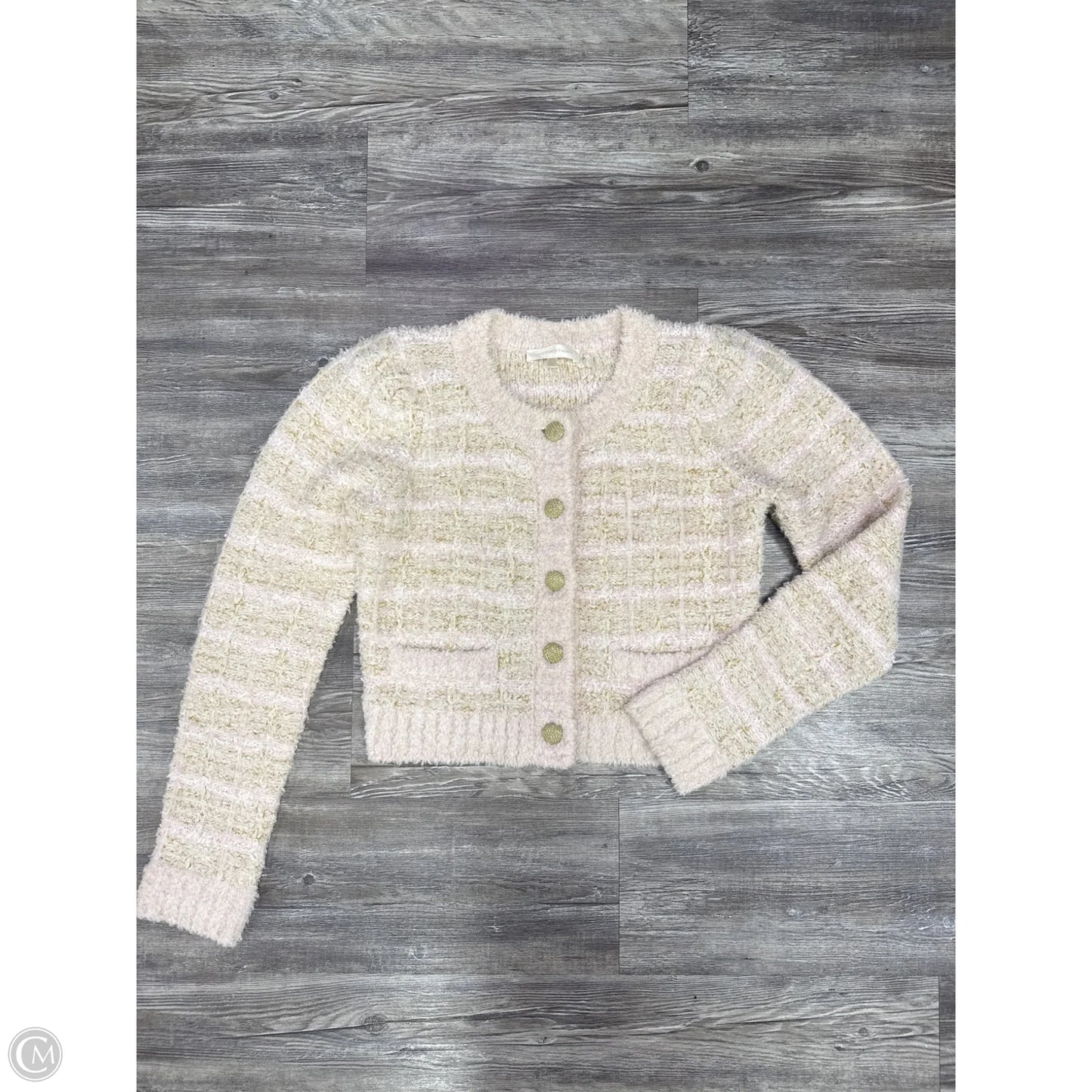 Sweater Cardigan By Loveshackfancy In Pink & Tan, Size: S
