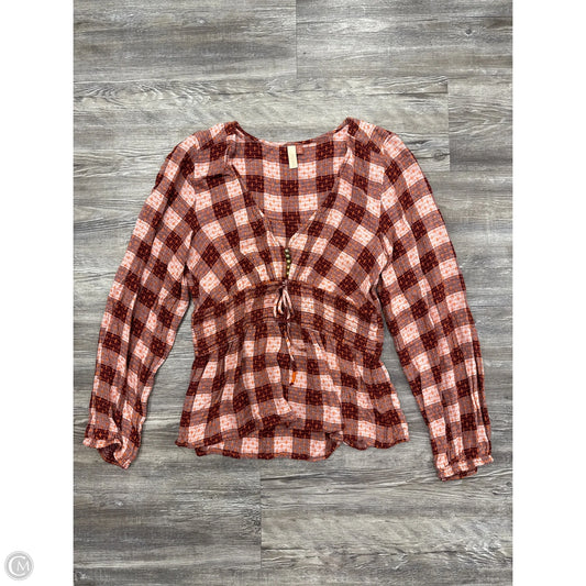 Top Long Sleeve By Pilcro In Checkered Pattern, Size: M