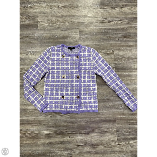Cardigan By Ann Taylor In Purple & White, Size: Xxs