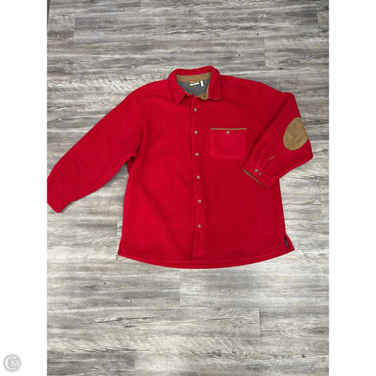 Jacket Shirt By Sahalie In Red & Tan, Size: 2x