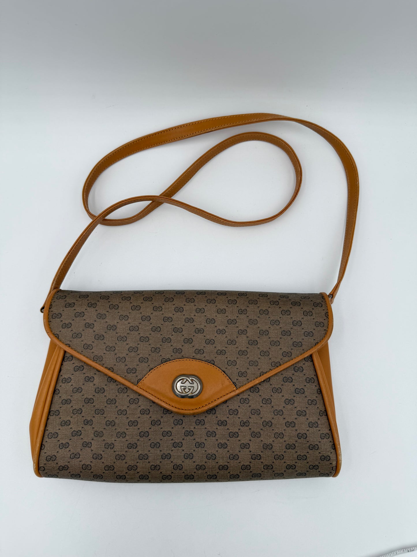 Crossbody Luxury Designer By Gucci In Brown & Tan, Size:Medium