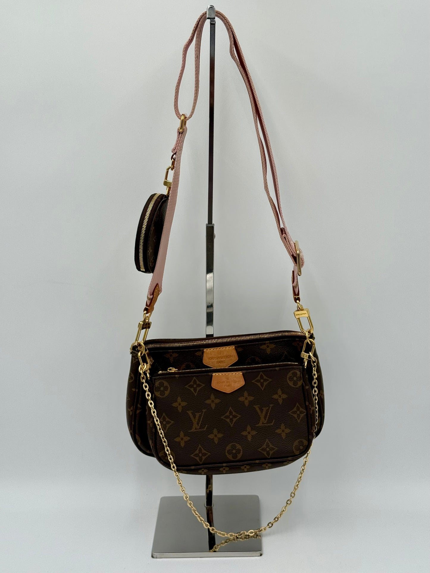 Crossbody Luxury Designer By Louis Vuitton In Brown & Pink, Size:Medium
