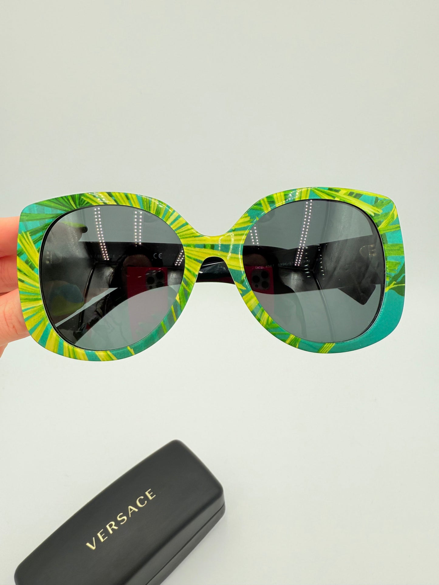 Sunglasses Luxury Designer By Versace In Green & Yellow