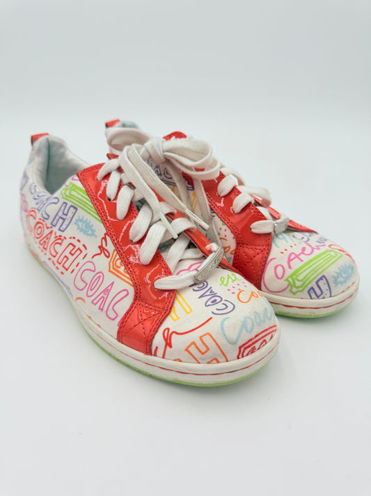 Shoes Designer By Coach In Orange & White, Size:8