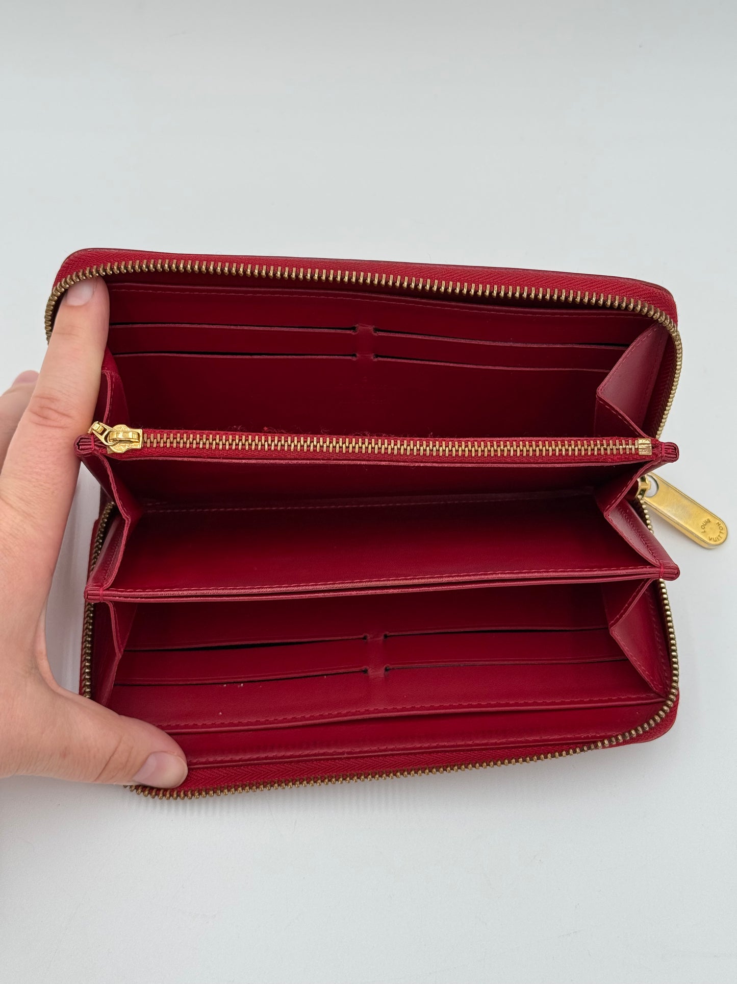 Wallet Luxury Designer By Louis Vuitton In Red, Size:Large