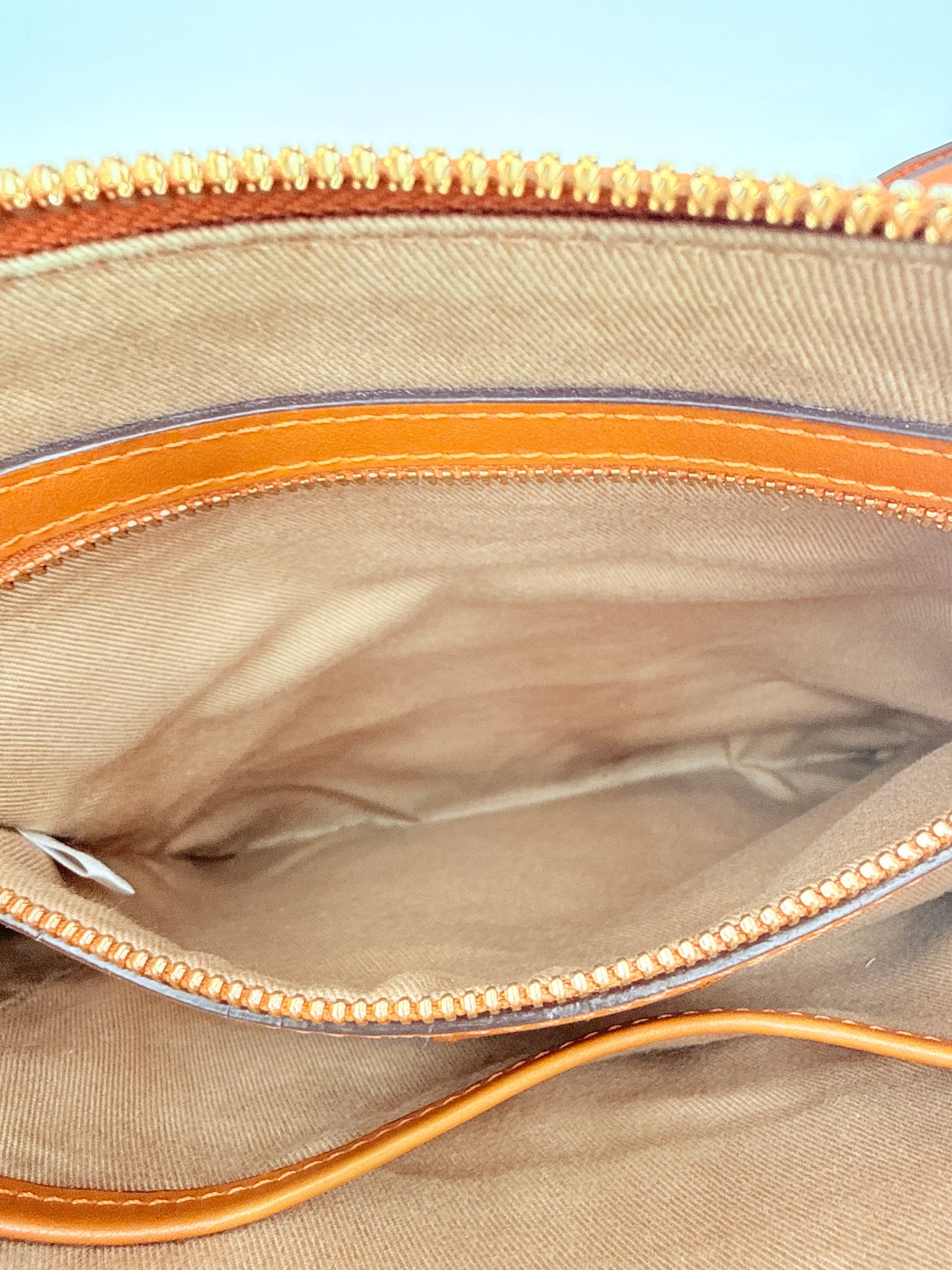 Crossbody Luxury Designer By Mcm In Brown & Tan, Size:Medium
