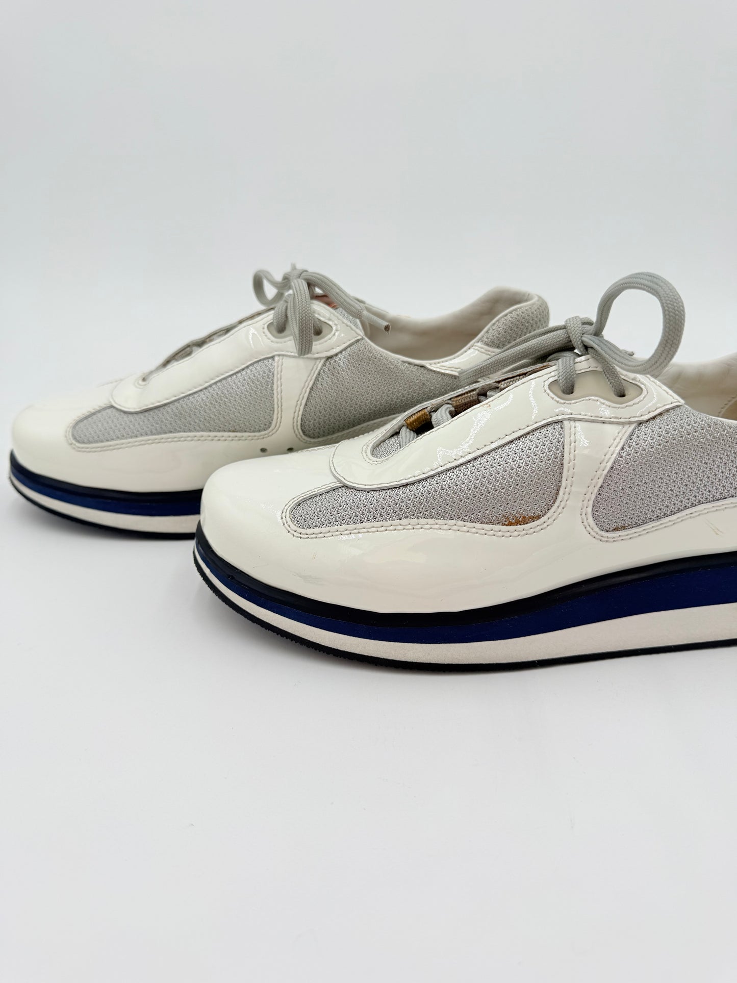 Shoes Luxury Designer By Prada In White, Size:8.5