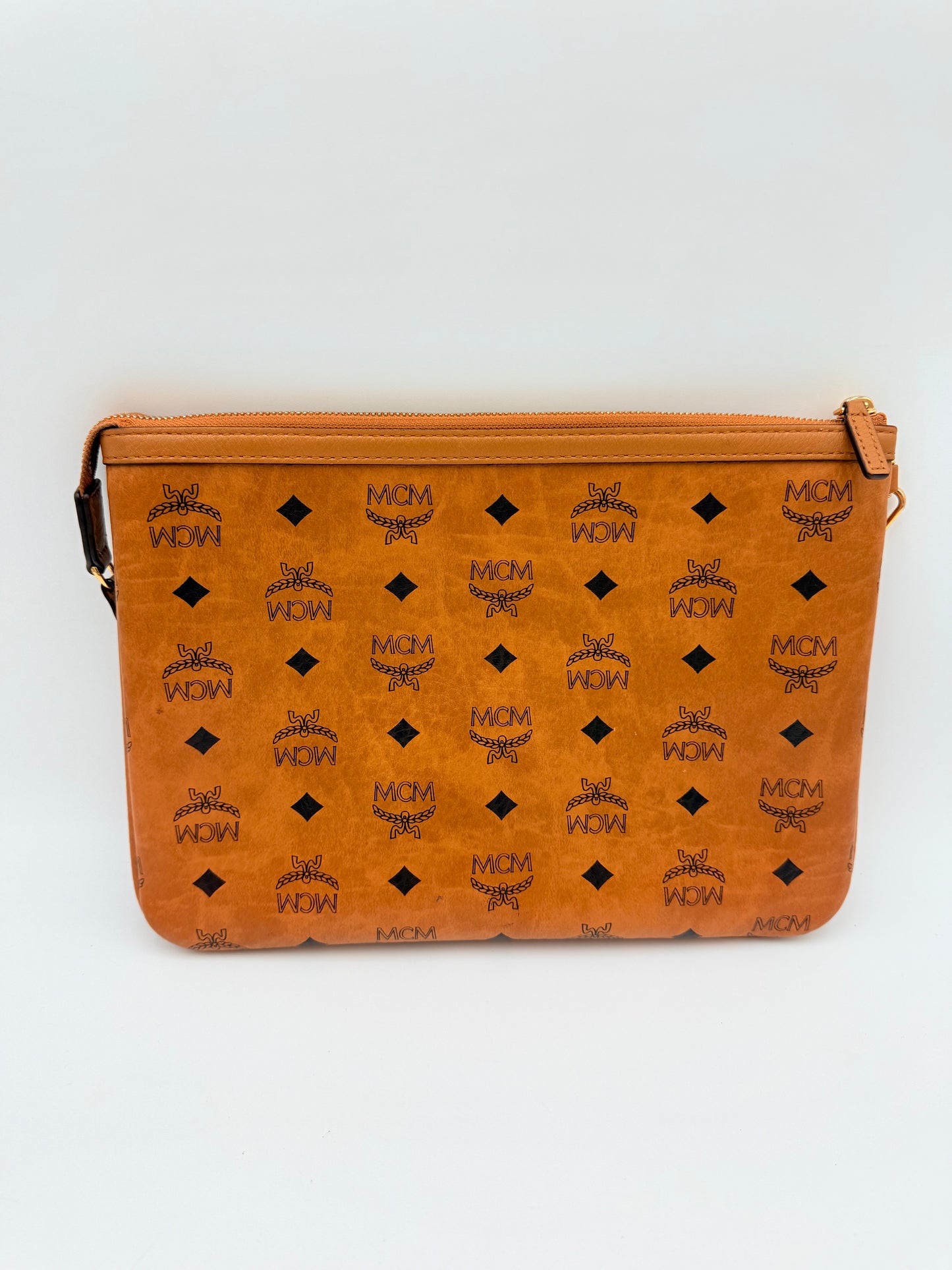 Wristlet Luxury Designer By Mcm In Brown, Size:Medium