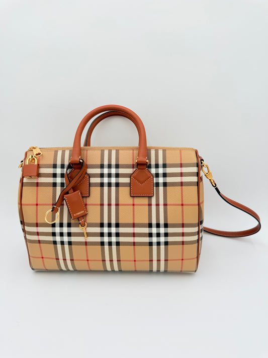 Handbag Luxury Designer By Burberry In Tan, Size:Medium