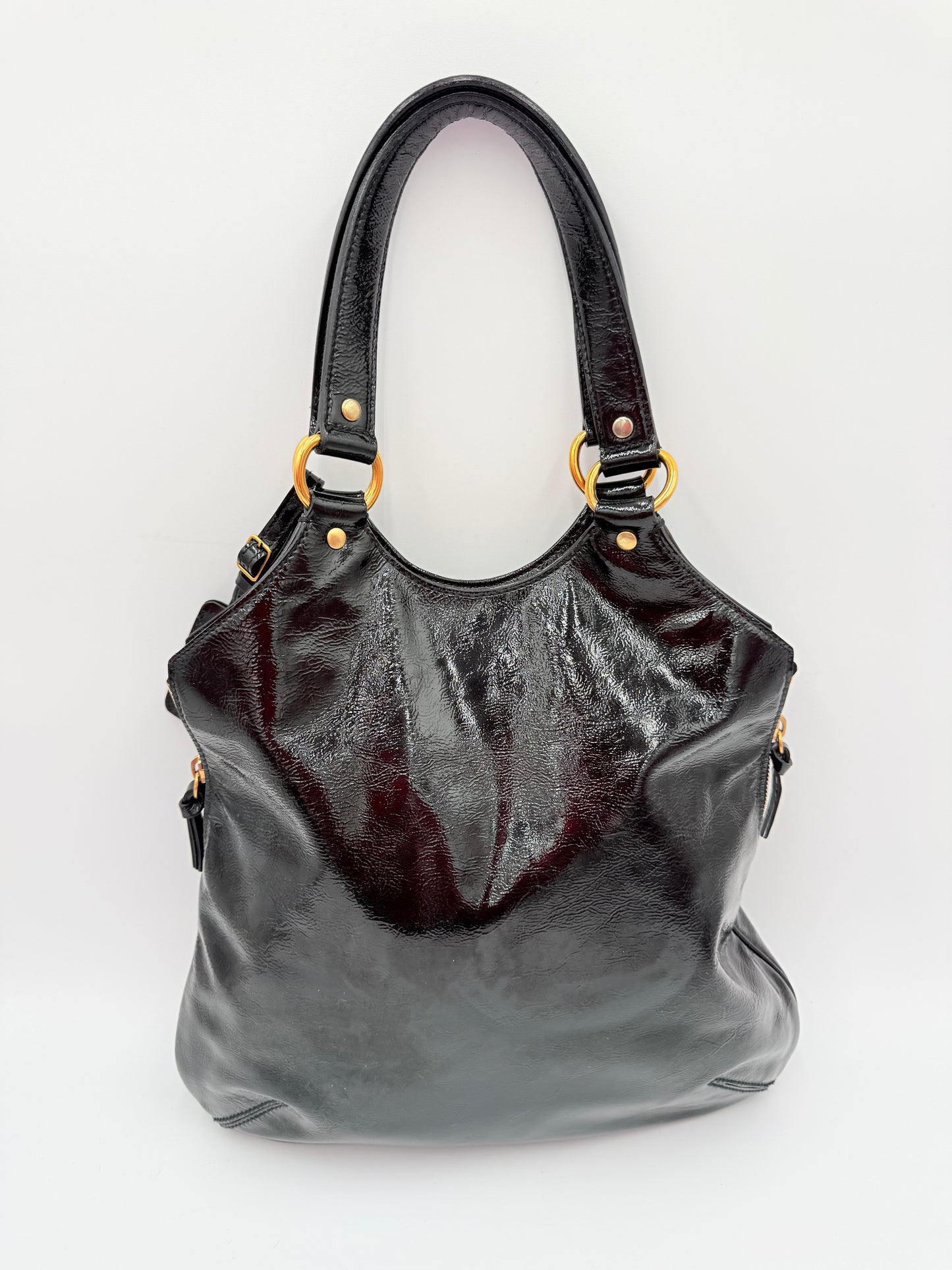 Handbag Luxury Designer By Yves Saint Laurent In Black, Size:Medium