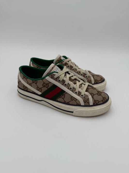 Shoes Luxury Designer By Gucci In Brown, Size:7.5