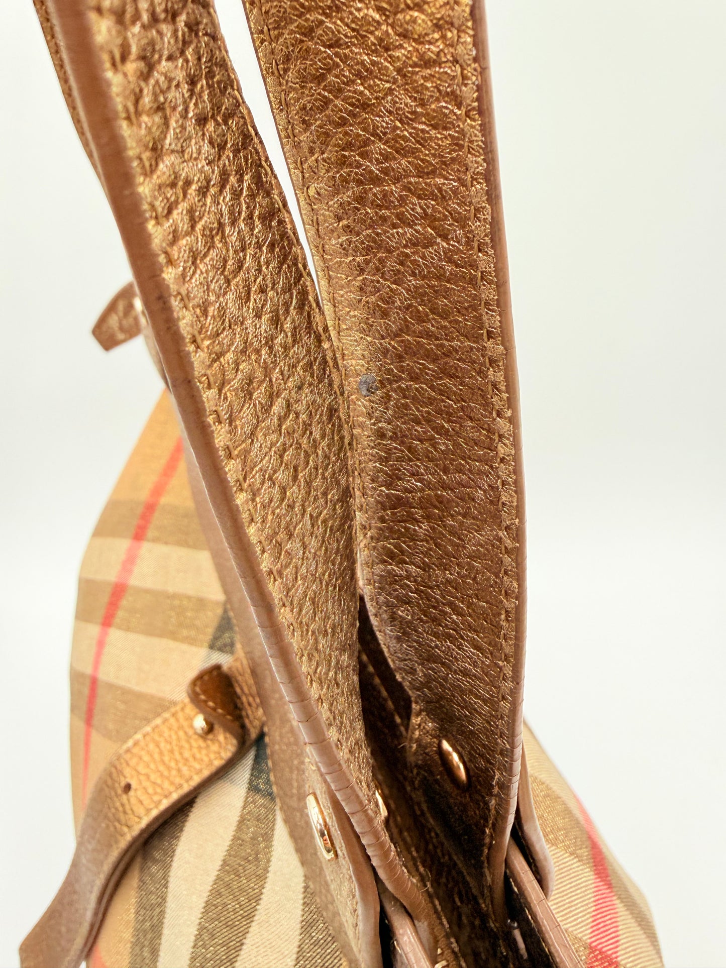 Handbag Luxury Designer By Burberry In Plaid Pattern, Size:Medium