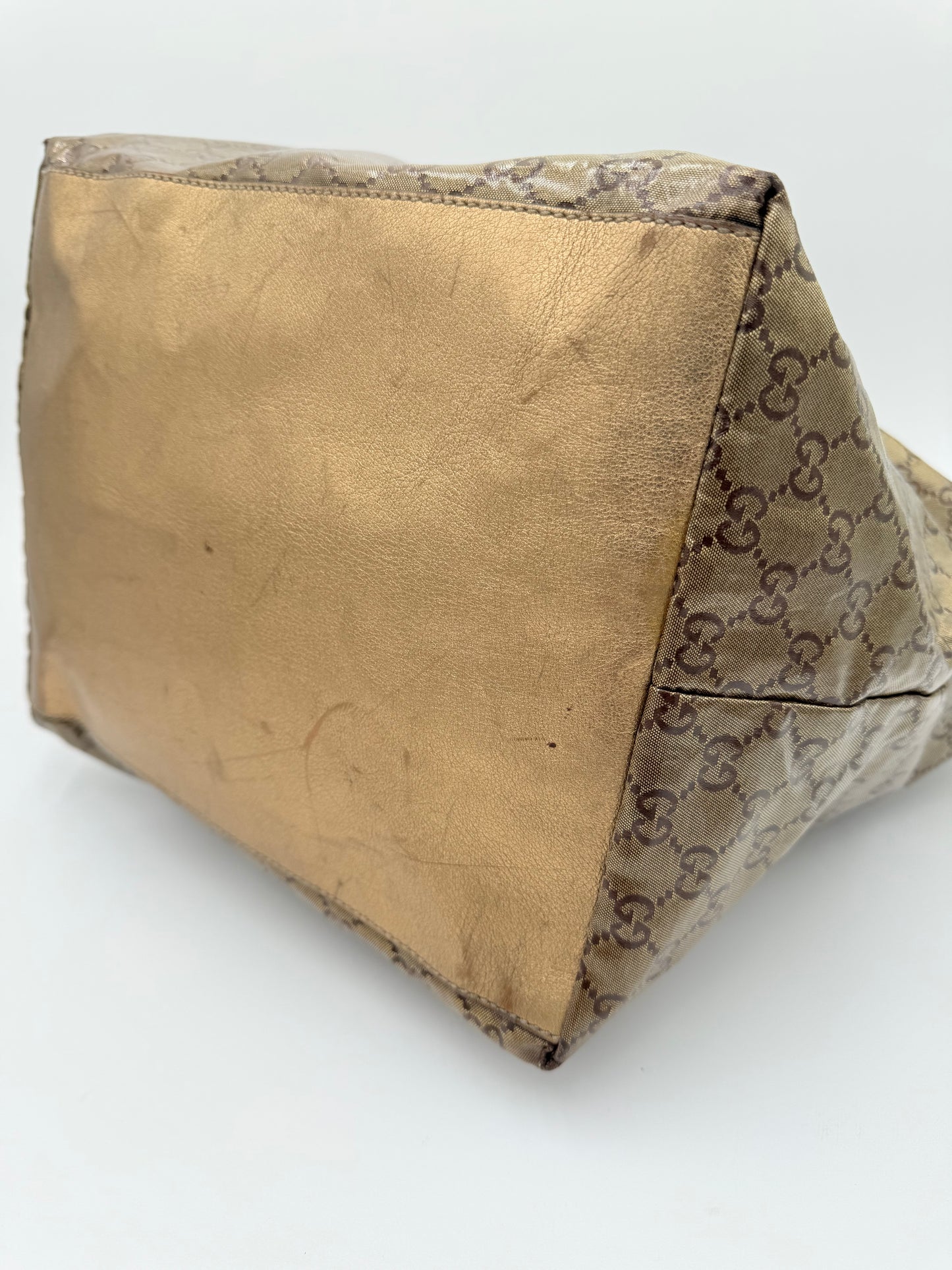 Tote Luxury Designer By Gucci In Gold, Size:Large