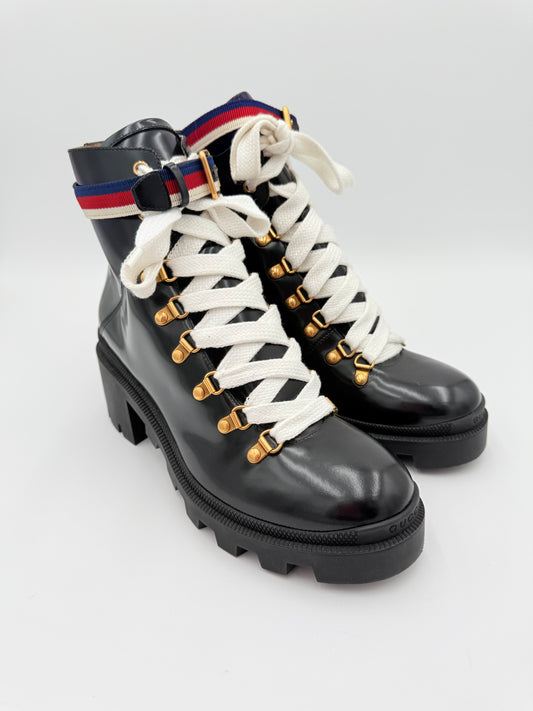 Boots Luxury Designer By Gucci In Black, Size:9.5