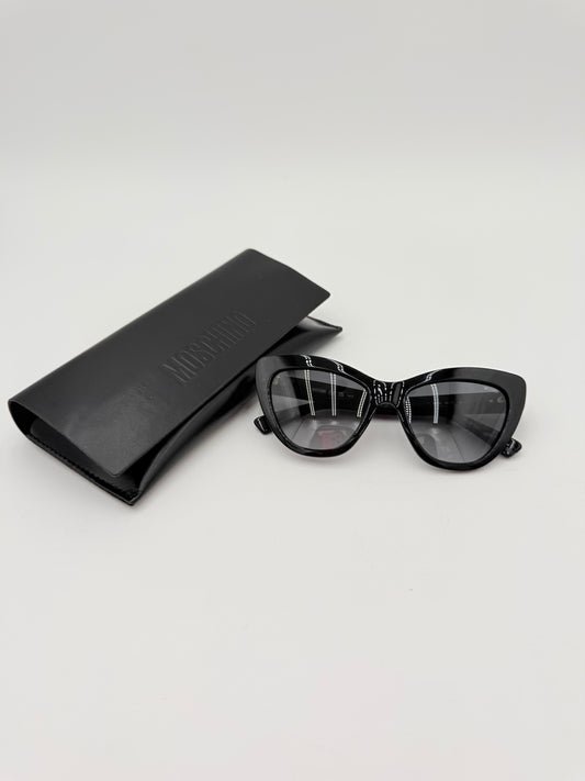 Sunglasses Luxury Designer By Moschino In Black & Gold