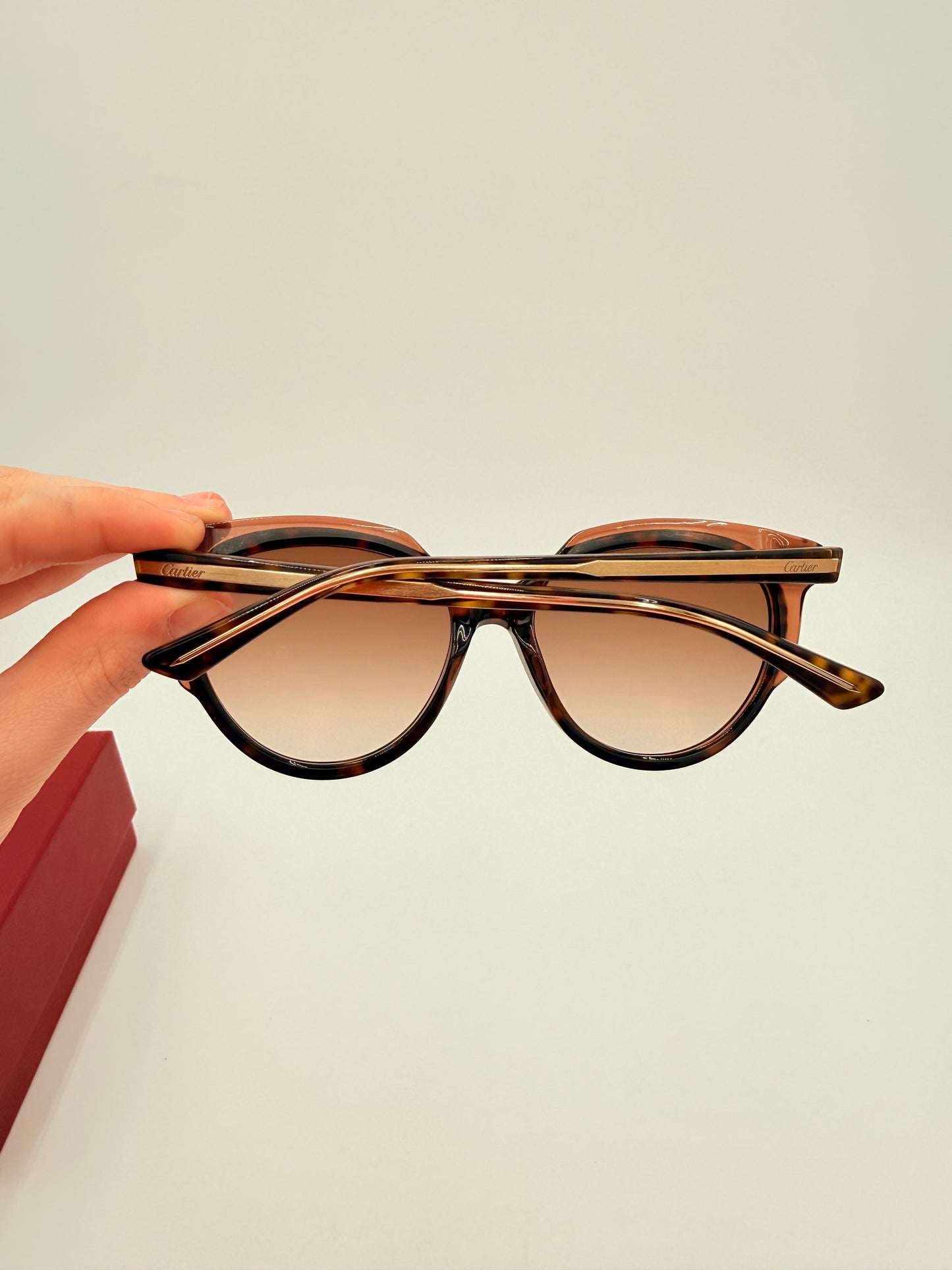 Sunglasses Luxury Designer By Cartier In Tortoise Shell Print